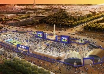 Un village rugby place de la Concorde durant la Coupe du monde